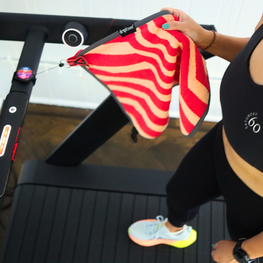 DRIPTOWEL - Retractable Sweat Towel for Treadmills and Spin Bikes