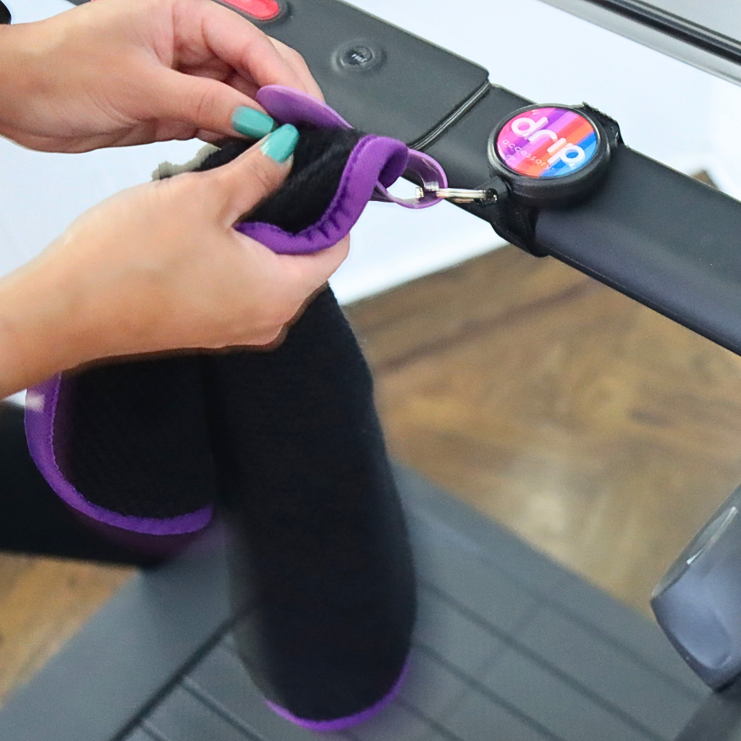 DRIPTOWEL - Retractable Sweat Towel for Treadmills and Spin Bikes