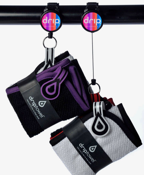 DRIPTOWEL - Retractable Sweat Towel for Treadmills and Spin Bikes